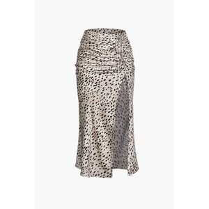 MICAS XS Midi Skirt Dotted Ruched Drawstring Slit Party Cocktail Date Night